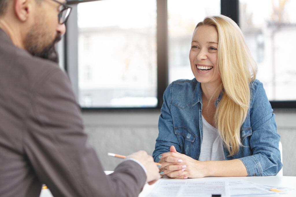 Woman interviewing for a home care position.